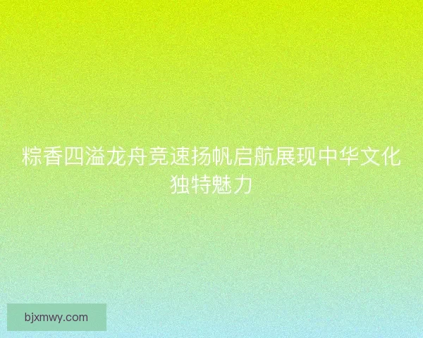 粽香四溢龙舟竞速扬帆启航展现中华文化独特魅力